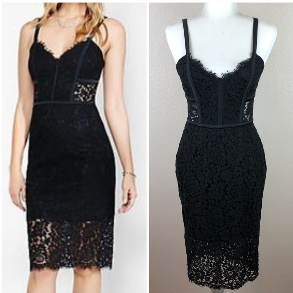 Express Black Lace Corset Slip Dress